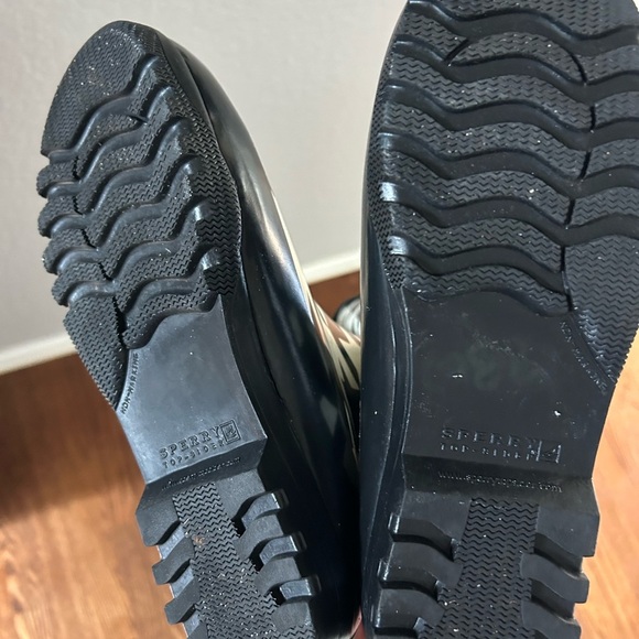 Sperry Top-Sider Fisherman Preppy Black & White Houndstooth Rain Boots Sz 7 - Picture 11 of 11